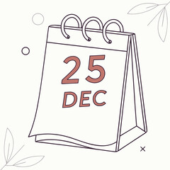 Desk calendar page showing December 25 vector
