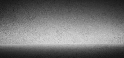 abstract gradient black, grey, white studio backdrop. monochrome studio backdrop. Clean scene for product displayed. mockup template. abstract background with textured floor and wall.