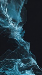 Abstract swirling patterns of turquoise and white on a dark background