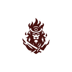 Lion Samurai Fire Logo