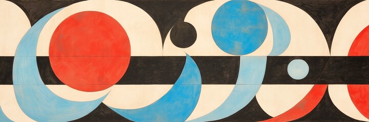 decorative ultrawide background of shapes, curves and minimalist color palette