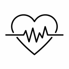 Simple line icon representing a healthy heartbeat within a heart shape, symbolizing life and wellness