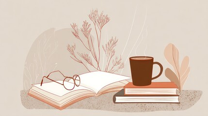 Cozy reading with a warm drink and nature-inspired decor