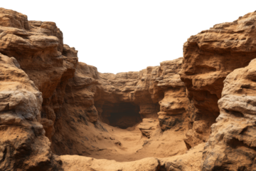 Expansive warm earth tone canyon with cliffs and sand formations inviting exploration and adventure