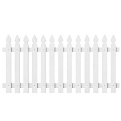 White picket fence section isolated on transparent background
