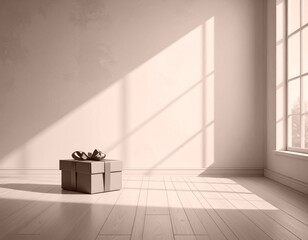 プレゼント箱が佇むモダンな室内。