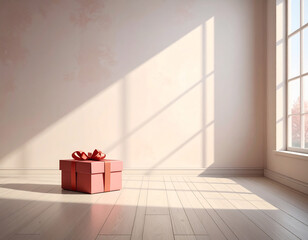 プレゼント箱が佇むモダンな室内。