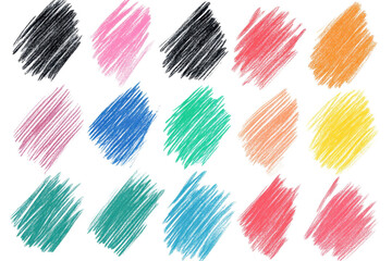 Colorful crayon scribbles create an abstract doodle pattern showcasing a variety of vibrant shades and artistic expressions perfect for playful creativity and design projects