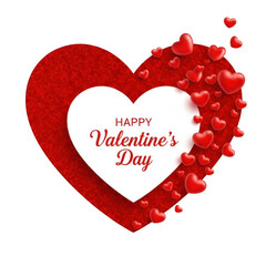 Happy valentine s day red heart with many small hearts isolated on transparent background