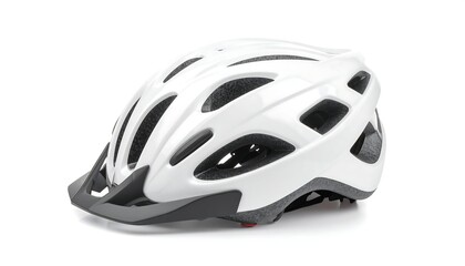 White bicycle helmet angled, against white
