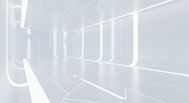 Abstract Futuristic Tunnel With Glowing Lights And Geometric Shapes Abstract Background