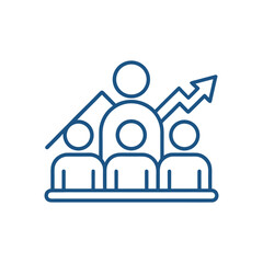 Team Performance Line Icon with Growth Arrow — Business Statistics Vector