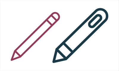 Stylus pen and eye dropper tool outline icons vector design