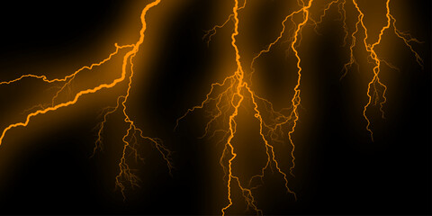 Glowing wavy lines template Color lightning concept in the dark energy magic abstract background. Lightning Effect Overlay, Isolated Electric Thunderstorm Bolt Strikes on Dark Night Sky Background. 