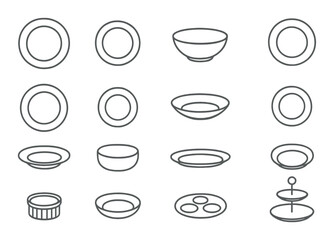 Gray pattern with variety of minimalist dishware outlines on gradient background