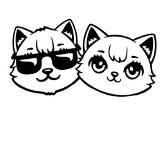 Cool Cute Cat Couple Friends Sunglasses Love Team