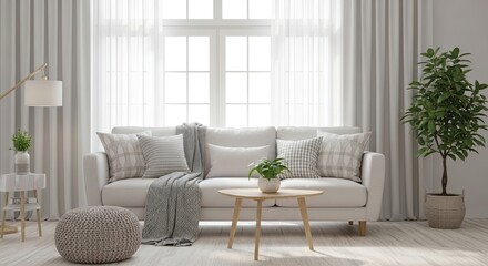 Fototapeta premium Create a cozy inviting atmosphere with this modern living room