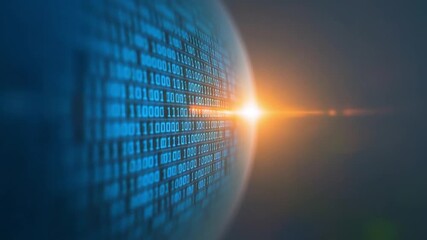 Digital Dawn: A visual representation of data illuminating the world. The image showcases the concepts of technological advancements and global connectivity. 