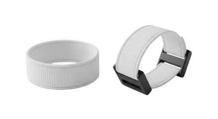 White plastic adjustable strap buckle and loop isolated on transparent background