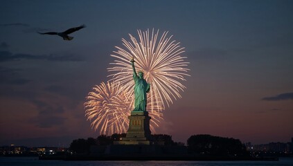 fireworks over the liberty city
