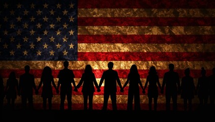 group of people with american flag