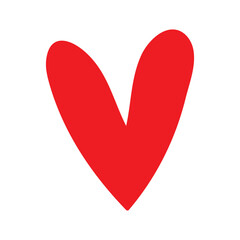 Stylized V-Shape Red Heart Graphic Isolated on White Background