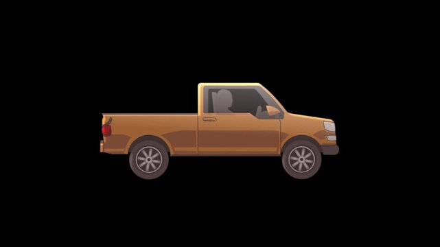 Animated Pickup Truck Driving Loop with Alpha Channel