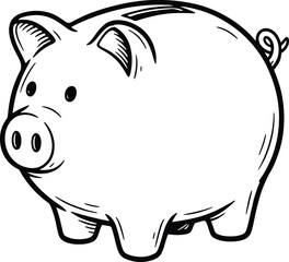Happy cute pig piggy bank vector illustration