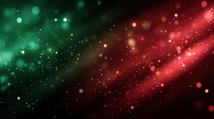 Sparkling particles in red and green light