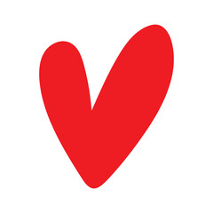 Bold Hand-Drawn Red Heart Shape Outline Graphic
