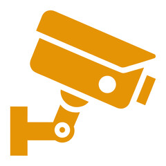  golden color cctv camera icon vector art illustration