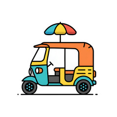 Fototapeta premium Vibrant tuk-tuk illustration evokes travel adventures and exotic destinations, perfect for tourism marketing and cultural promotions, bringing a taste of Asia.