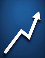 White upward-trending graph line on a deep blue background