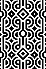 Intricate black and white geometric art deco pattern
