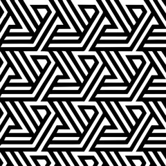 Geometric black and white interlocking stripe pattern