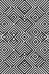 Black and white geometric diamond pattern with zigzag lines