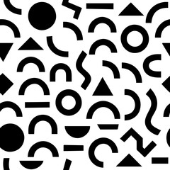 Abstract geometric pattern of black shapes on white background