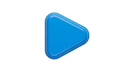Glossy blue play button icon on a black background