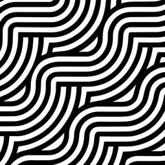 Abstract black and white intertwined curved lines pattern