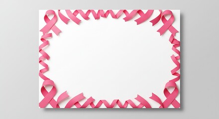 Support breast cancer awareness with this pink ribbon frame, ideal for charity campaigns, fundraising events, and inspirational health messages
