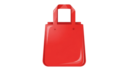 Bright red shopping bag with handles on black background