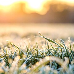 Frosty grass blades at sunrise (2)
