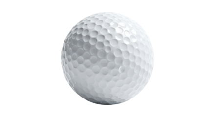 White golf ball with dimple texture on transparent background