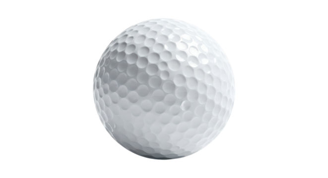 White golf ball with dimple texture on transparent background