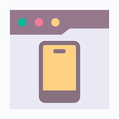 Smartphone Display Icon in Web Style Frame, Isolated Vector Flat Style Icon. 