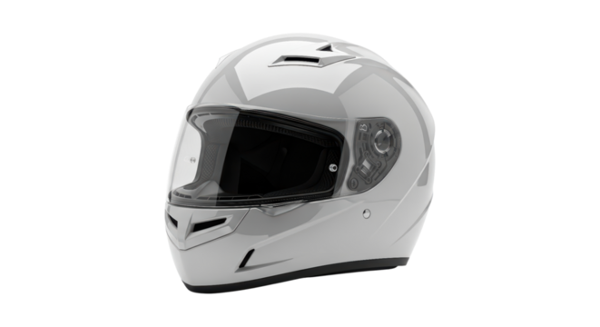 Sleek white motorcycle helmet with visor on transparent background - Powered by Adobe