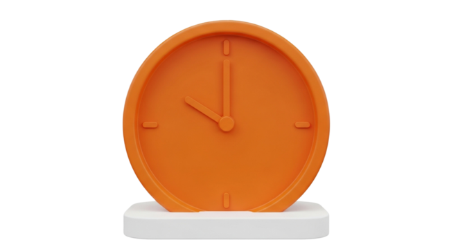 Orange oval shaped desk clock with white base