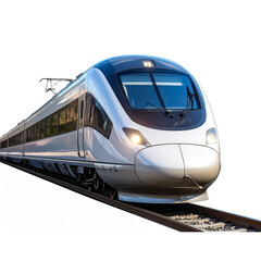 Fototapeta premium Front Perspective of Fast Modern Train, Motion Blur, Transparent Background