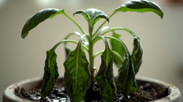 Watering Wilted Plant to Revive It
