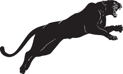 Obraz premium Vector art of black panther leaping forward with mouth open 